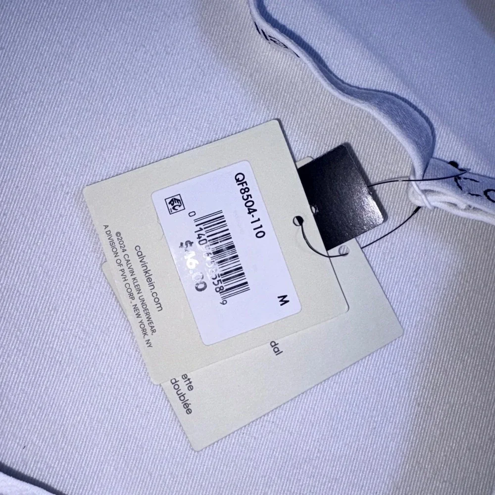 Calvin Klein Bralette Medium White NEW Icon Cotton Modal Logo Straps